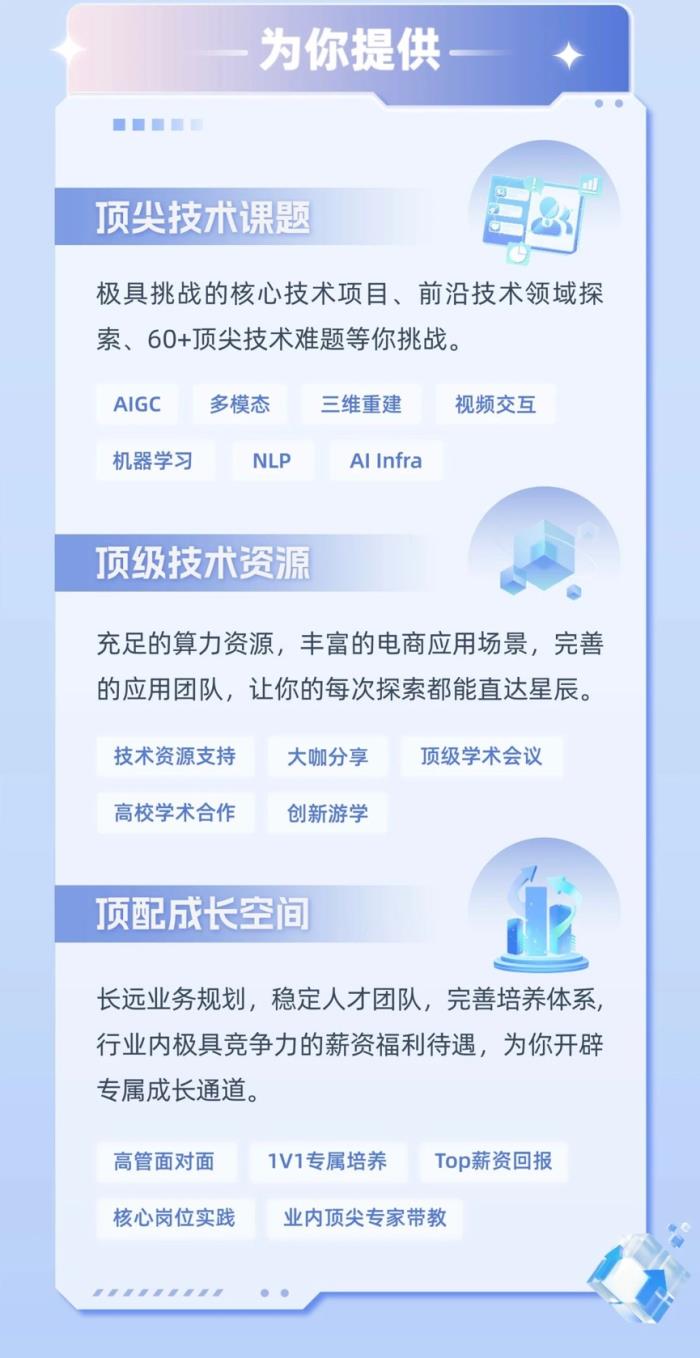 研究AI新技术,淘天集团“顶尖人才T-Star计划”招聘实习生